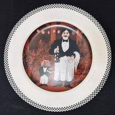 White Octagonal Dinner Plate with Black & White Checkered Rim