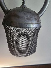 Reproduction Steel Horned & Spiked Viking/Barbarian Helmet with Brass Lion Emblem — listing 6