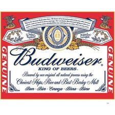 Budweiser King of Beers Metal Advertising Sign / Tin Label Reproduction Modern reproduction tin sign — listing 5