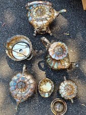 Set of Ornate Silver-Plated Tea/Coffee Glass Holders with Glass Inserts and Black Cabochon Accents — listing 3