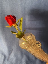 Pressed Glass Cornucopia Vases with Scrolled Shell Base, Set of 3 — listing 5