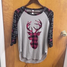 No Boundaries Red Tartan Plaid Short Sleeve Scoop Neck Tee, Size L/G (11-13) — listing 6