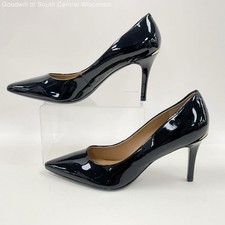 Calvin Klein Gayle Pointed-Toe Stiletto Pumps in Pewter Metallic Leather