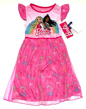 Barbie Girls' Pink Ombre Fantasy Nightgown with Tulle Skirt, Size M (7/8) — listing 5
