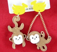 Nazca Lines Spiral Monkey Silver-Tone Dangle Earrings — listing 6
