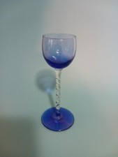 Art Deco Cobalt Blue Glass and Chrome Stepped-Base Cordial Cups (Set of 3+) — listing 6