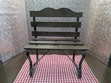 Decorative Wrought Iron Doll-Size Settee Bench with Cushion (Cream Scrollwork) — listing 4