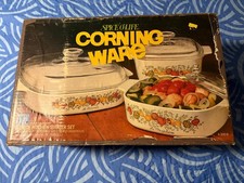 Vintage CorningWare Spice of Life "La Marjolaine" Square Casserole Dish with Pyrex Glass Lid