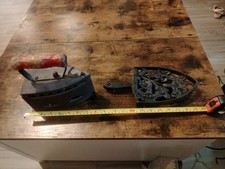 Antique Cast Iron Charcoal Box Sad Iron with Wooden Handle — listing 4
