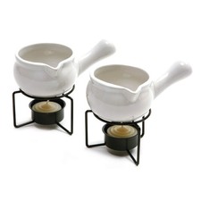 Norpro Set of 2 Ceramic Butter Warmers with Chrome Stands and Candles (Model 220)