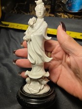 Porcelain Guanyin (Kwan Yin) Seated Figurine on Lotus Base with Hand-Painted Gilt Accents — listing 3