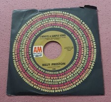 Billy Preston - I Wrote A Simple Song / Outa-Space 7" 45 RPM Single (A&M AM-1320) — listing 6