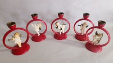 Vintage German Porcelain Angel Candle Holder Figurine with Accordion, Seated — listing 3