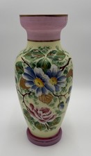 Antique Two-Handled Enameled Porcelain Mantle Vase with Raised Gilt and Moriage Floral Decoration — listing 4