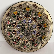 Vintage Turkish Etched Copper Wall Charger with Floral Medallion — listing 6