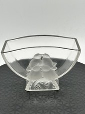 Verlys Art Deco Lovebirds / Doves Frosted Crystal Fan Vase — listing 2