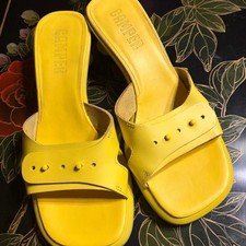 Camper Women's Yellow Leather Strappy Slingback Sandals — listing 2