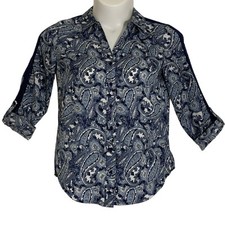 Westport 1962 Women's Blue Paisley Button-Up Blouse, Size 3X — listing 4