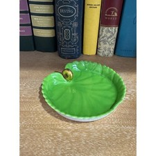 Herend Hand-Painted Porcelain Lily Pad Dish with Gold Snail, 4 inch