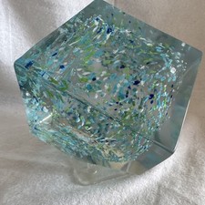 Multicolor Glass Cube Bead Bracelet with Rhinestone Rondelles and Lobster Clasp — listing 5