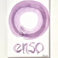 Framed Japanese Zen Enso Circle Sumi Ink Brush Painting, Signed 'Kimito' with Red Artist Seal — listing 3