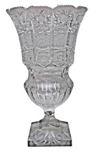 Cut Lead Crystal Flared Vase with Diamond and Fan Pattern — listing 3