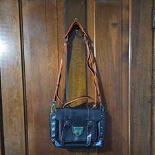Black Pebbled Leather Top-Handle Satchel Handbag, Unbranded