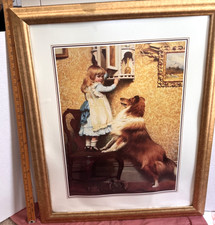 "A Special Pleader" Framed Print - Girl and Collie Dog — listing 3