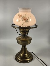 Vintage Brass Two-Tier Cylindrical Glass Hurricane Table Lamp — listing 4