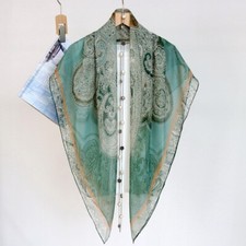 Silk Chiffon Scarf Poncho in Tan, Cream, Gold & Copper Plaid, listing 4