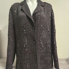 Rhonda Stark Cream Crinkle Textured Sleeveless Shell Top with Iridescent Sequins, Size XL — listing 4