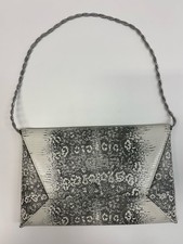 Stuart Weitzman Black Snakeskin Embossed Leather Envelope Clutch Bag