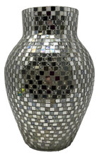 Mosaic Glass Tile Bud Vase, Iridescent Crackle with Gold Filigree Neck — listing 6