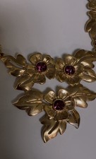 Vintage Rhinestone Bib Necklace and Clip-On Earrings Demi-Parure Set — listing 3