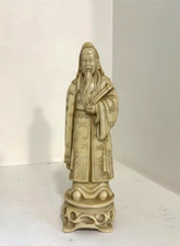 Carved Asian Emperor/Elder Bust Figurine with Robes and Tall Hat — listing 6