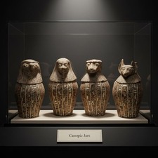 Set of 4 Egyptian Canopic Jars — Four Sons of Horus, Green Marbled Resin Souvenir Reproductions — listing 6