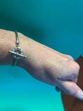 Sterling Silver Snake Chain Charm Bracelet with Heart Lobster Clasp — listing 3