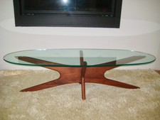 Adrian Pearsall for Craft Associates Mid-Century Modern Sculptural Walnut Coffee Table with Biomorphic Glass Top — listing 6