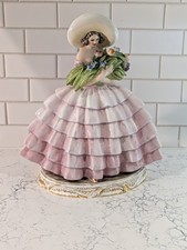 Italian Porcelain Figurine of a Girl Artist Painter with Easel and Framed Paintings