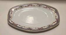 Czechoslovakian Porcelain Oval Handled Relish Dish with Floral Garland Border — listing 5