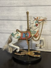 Tobin Fraley American Carousel Collection Fourth Edition Limited Edition Porcelain Carousel Horse Music Box, numbered 536/8500, Christmas holly motif on oak base — listing 5