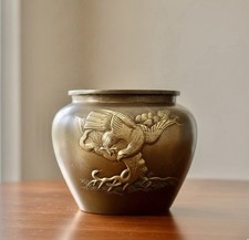 Antique Japanese Cast Brass Phoenix Vase Converted to Table Lamp, listing 2