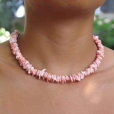 Square Shell Chip Surfer Necklace, Brown Natural Tones, 17 in — listing 6