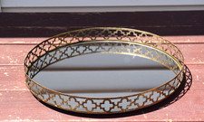 Black Metal Quatrefoil Pierced Decorative Tray on Scrolled Wrought Iron Stand — listing 2