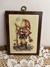 Vintage Hummel 'Telling Her Secret' Print on Wood Plaque — listing 2