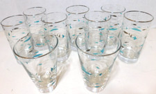 Mid-Century Modern Atomic Fish Tumblers with Silver Rim, Set of 7 — listing 4