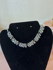 Vintage Rhinestone Choker Necklace with Baguette Stone Stations — listing 2