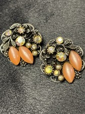 Vintage Cocktail Ring with Faceted Orange Cabochon in Silver-Tone Setting — listing 6