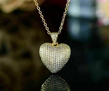 Gold-Tone Heart-Shaped Pavé Cluster Pendant with Clear Stones — listing 5