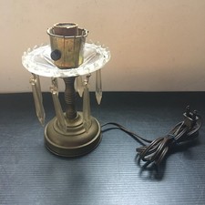 Vintage Tall Buffet Table Lamp with Prism Drops and Pleated Shade — listing 3